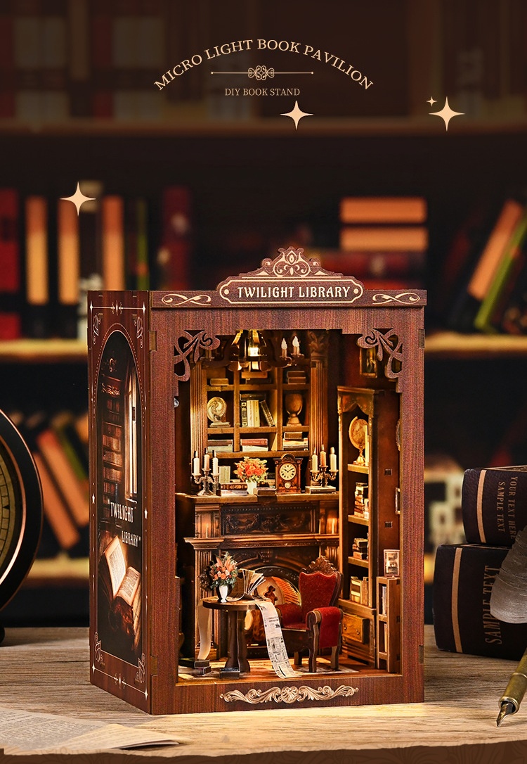 Diy Miniature Dollhouse Kit Book Nook - DIY 북 너크 키트, 미니어처 나무