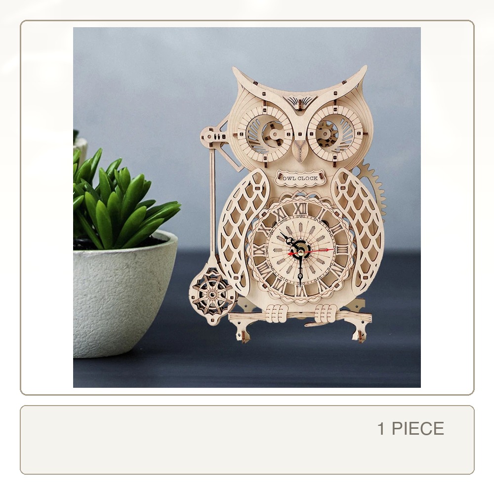 Wooden Clock Puzzle Mechanical Pendulum - 3D 나무 올빼미 시계 입체 조립