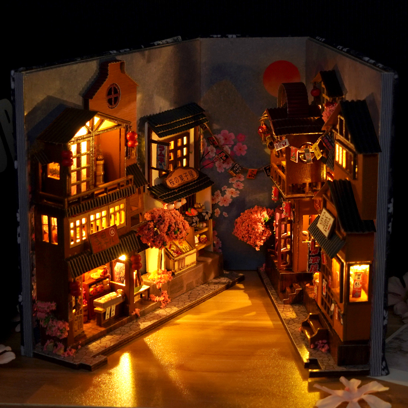 Book Nook Shelf Insert Alley Diy - 일본 복고풍 DIY 나무 책 구석