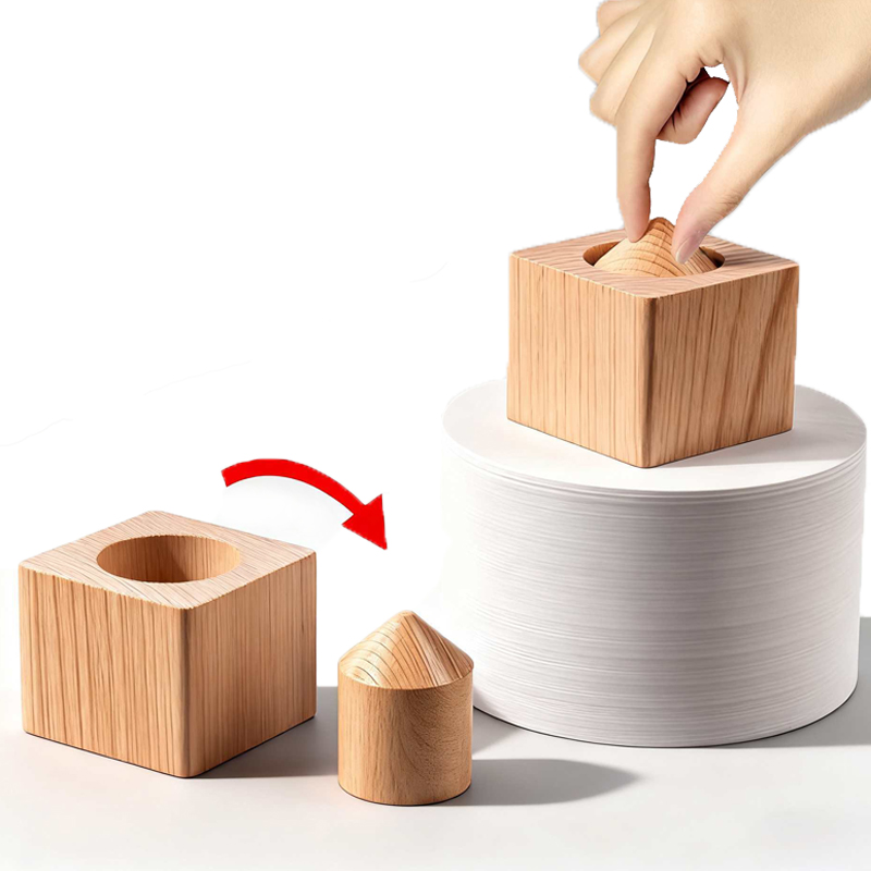 3D Wooden Mechanical Puzzle Marble Run - 불가능한 나무 블록은 실린더를 가까이서 보는