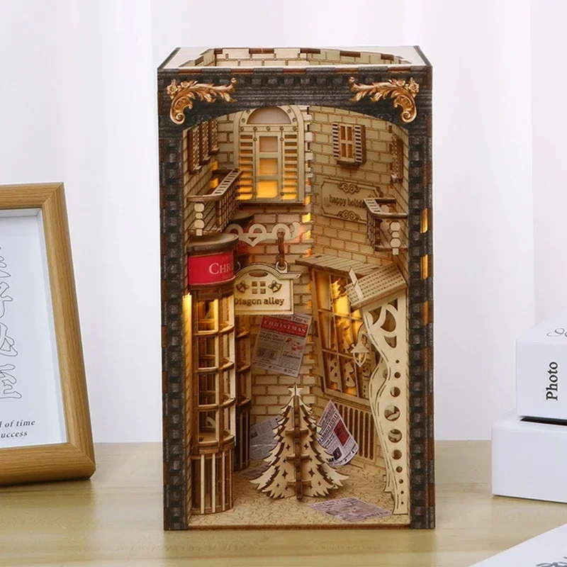 Book Nook Shelf Insert Alley Diy - 새로운 창의적인 DIY 나무 책꽂이 인서트