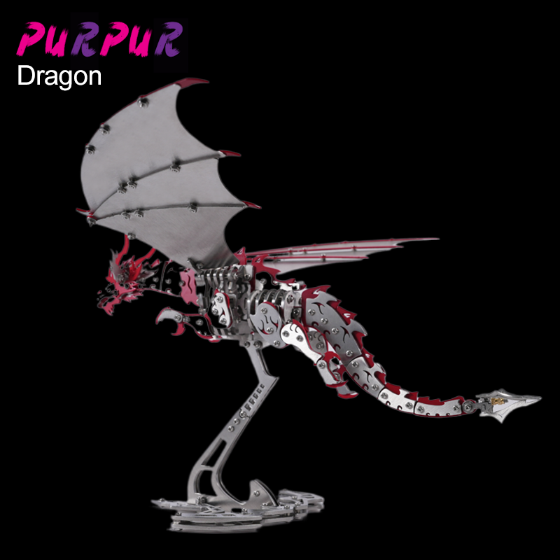 Metal 3D Puzzle Stainless Model Kit - 펑크 DIY 기계 조립 날개 드래곤