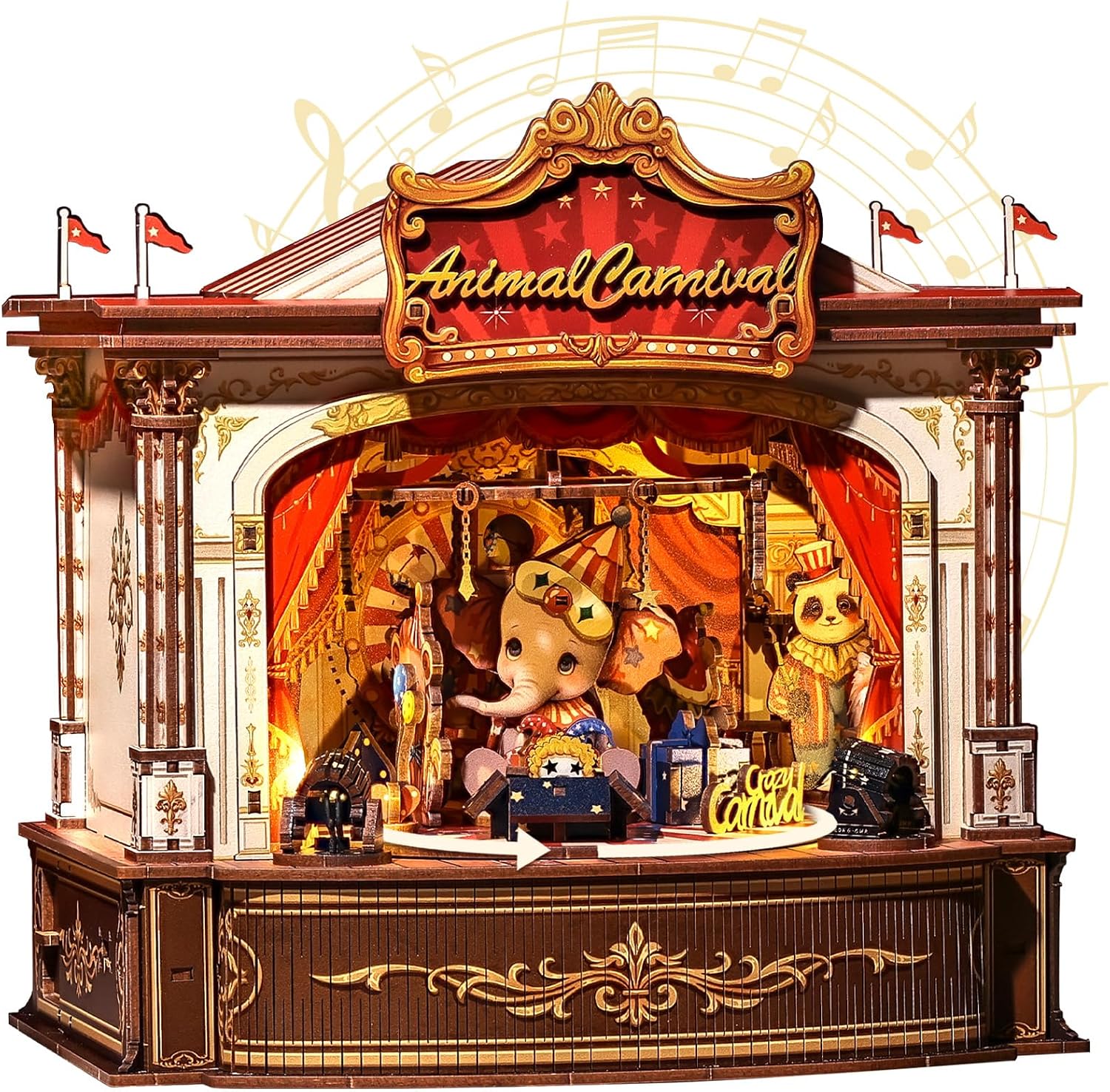 Music Box Wooden 3D Puzzle Rotating - 3D 나무 퍼즐 뮤직 박스 -