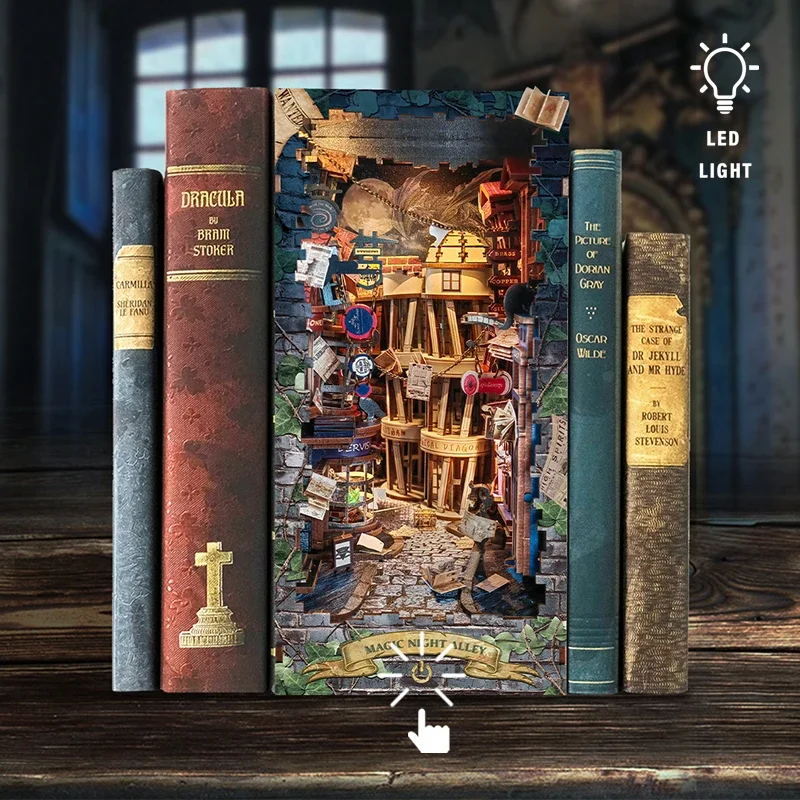 새로운 레트로 DIY 나무 책 구석 선반 삽입 미니어처 - Book Nook Shelf Insert Alley Diy 리뷰 및 가격
