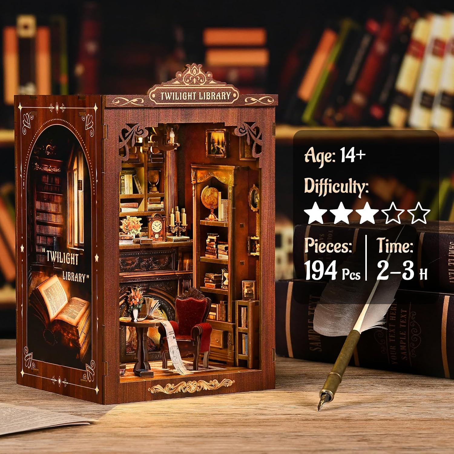 DIY 북 너크 키트, 미니어처 나무 인형의 집, 조명 - Diy Miniature Dollhouse Kit Book Nook 리뷰 및 가격