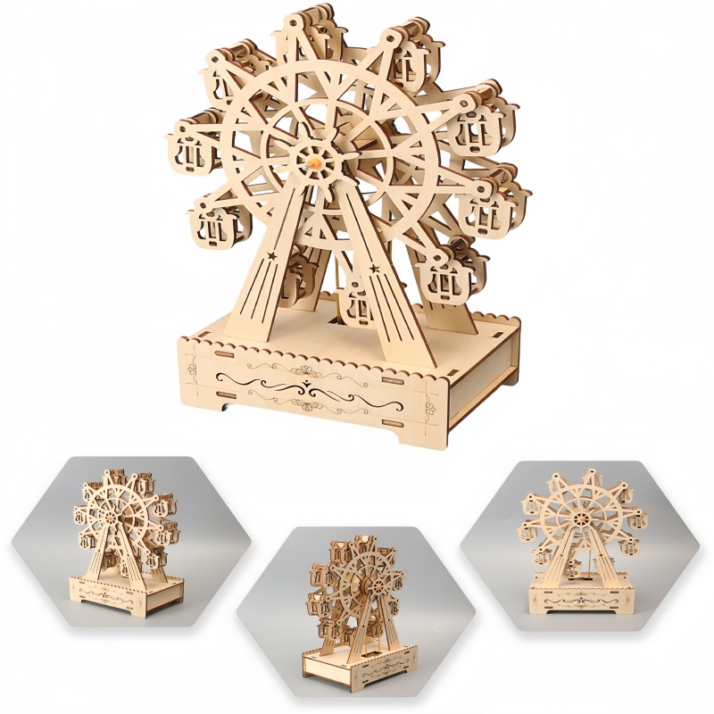 3D 나무 퍼즐 회전식 관람차 놀이공원 음악 옥타브 박 - Music Box Wooden 3D Puzzle Rotating 리뷰 및 가격