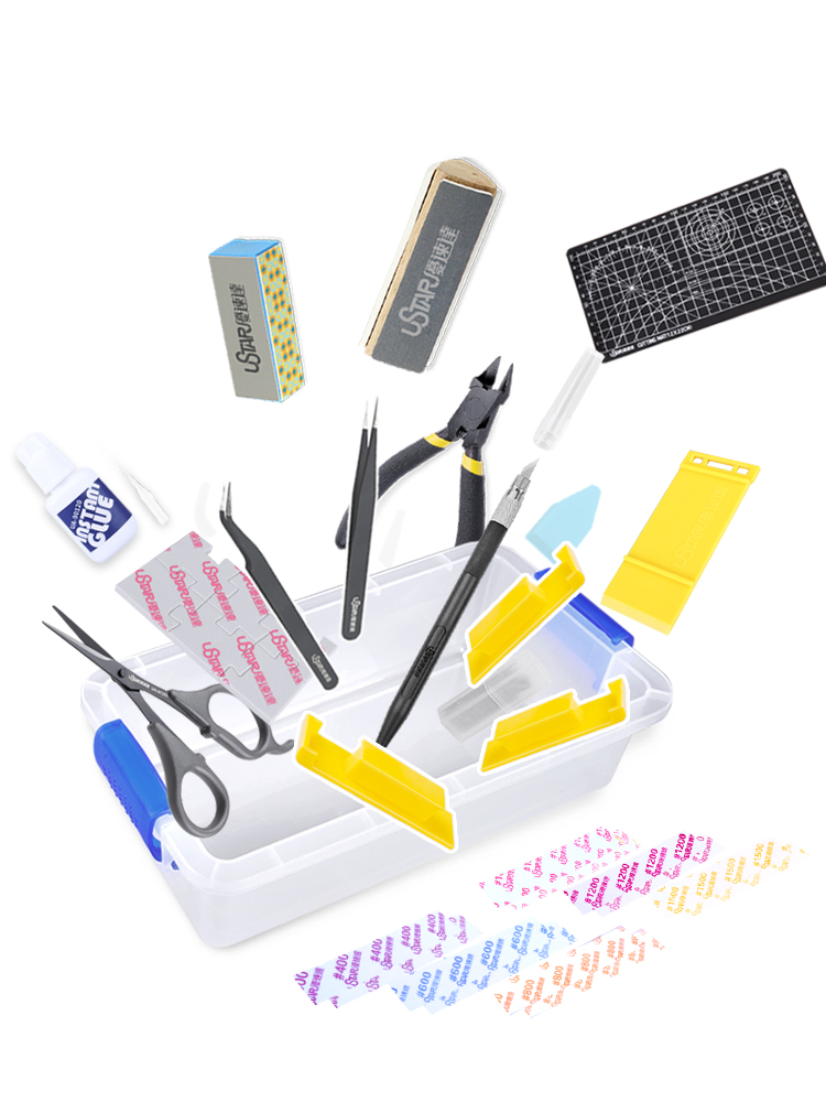 USTAR 기본 도구 키트 펜치 트위저 샌딩 스틱, 나 - Modeling Tool Kit Tweezers Hobby Knife 리뷰 및 가격