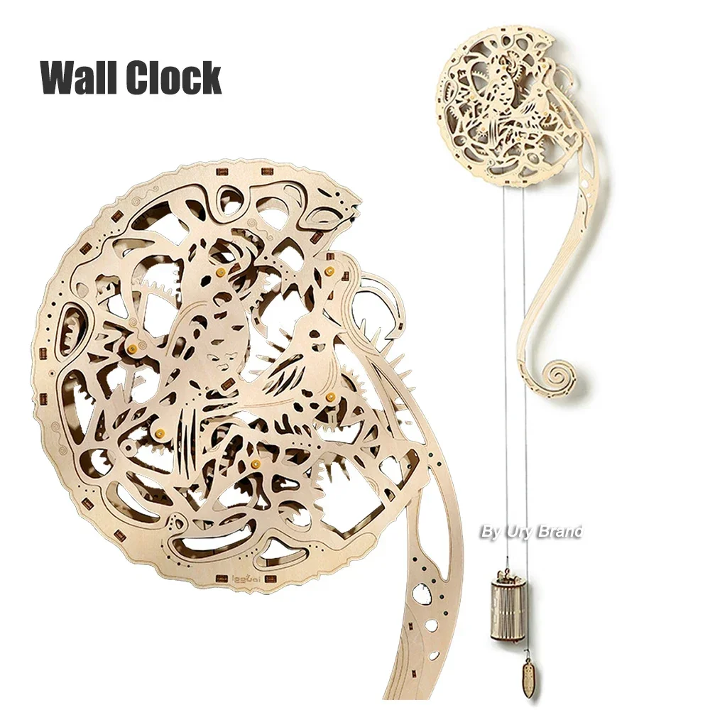 URY DIY 3D 나무 퍼즐 올빼미 벽시계 기계식 모 - Wooden Clock Puzzle Mechanical Pendulum 리뷰 및 가격