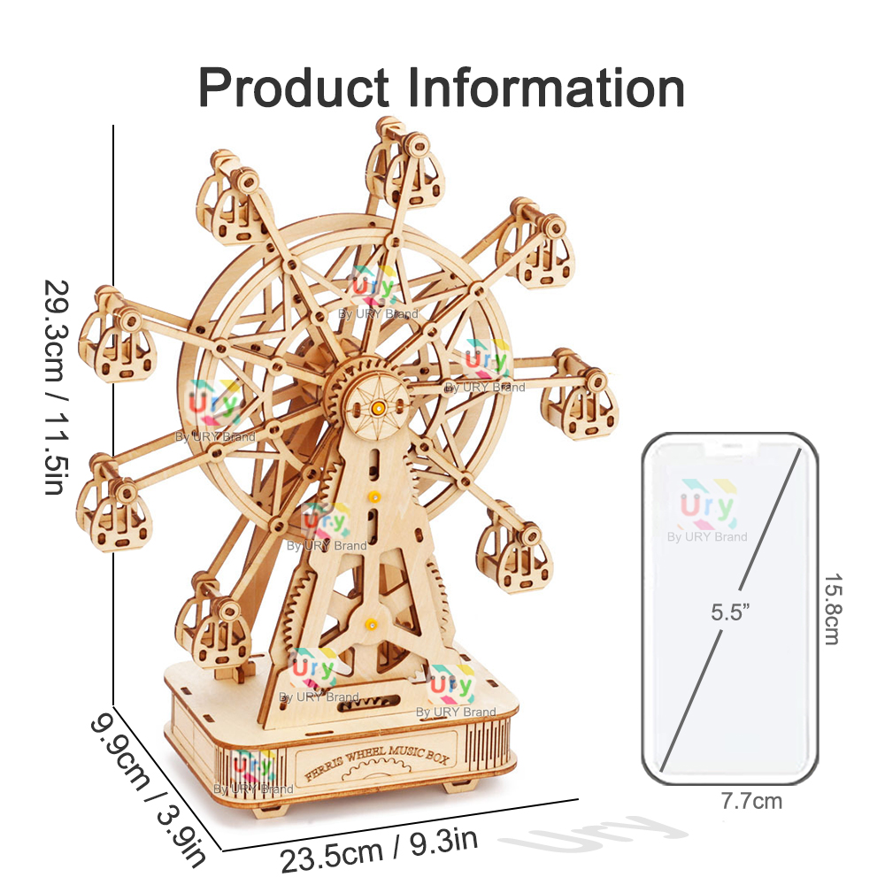회전식 DIY 3D 퍼즐 미니 관람차 음악 옥타브 박스 - Music Box Wooden 3D Puzzle Rotating 리뷰 및 가격
