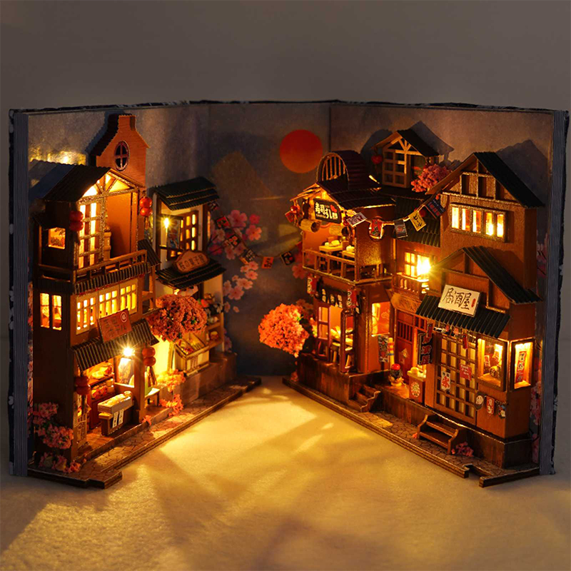 일본 복고풍 DIY 나무 책 구석 선반 삽입 소형 건물 - Book Nook Shelf Insert Alley Diy 리뷰 및 가격
