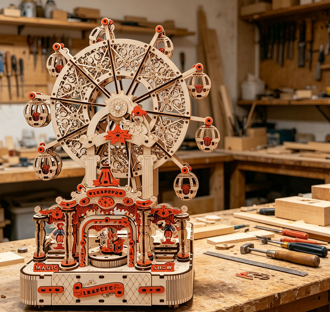 DIY 관람차 3D 나무 퍼즐, 회전 뮤직 박스 조립  - Music Box Wooden 3D Puzzle Rotating 리뷰 및 가격