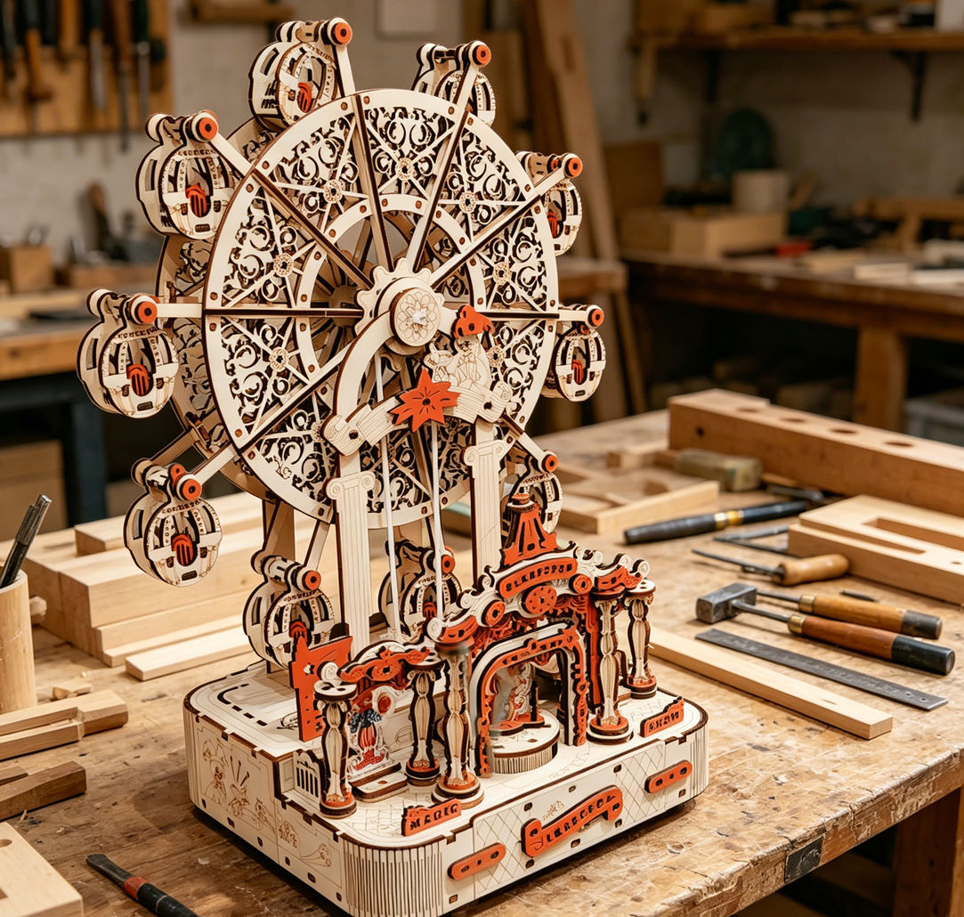 DIY 관람차 3D 나무 퍼즐, 회전 뮤직 박스 조립  - Music Box Wooden 3D Puzzle Rotating 리뷰 및 가격