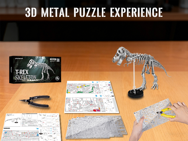 성인을 위한 티라노사우루스 렉스 공룡 골격 3D 금속  - Metal 3D Puzzle Stainless Model Kit 리뷰 및 가격