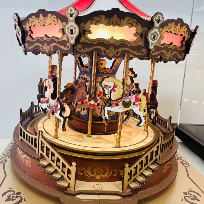 크리스마스 회전목마 3D DIY 나무 퍼즐, 회전하는  - Music Box Wooden 3D Puzzle Rotating 리뷰 및 가격