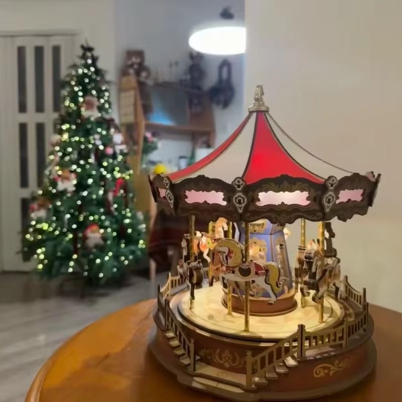 할로윈 회전목마 3D DIY 나무 퍼즐, 회전하는 오르 - Music Box Wooden 3D Puzzle Rotating 리뷰 및 가격