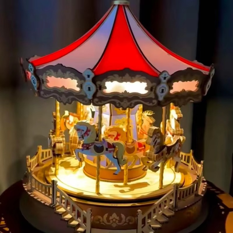 할로윈 회전목마 3D DIY 나무 퍼즐, 회전하는 오르 - Music Box Wooden 3D Puzzle Rotating 리뷰 및 가격