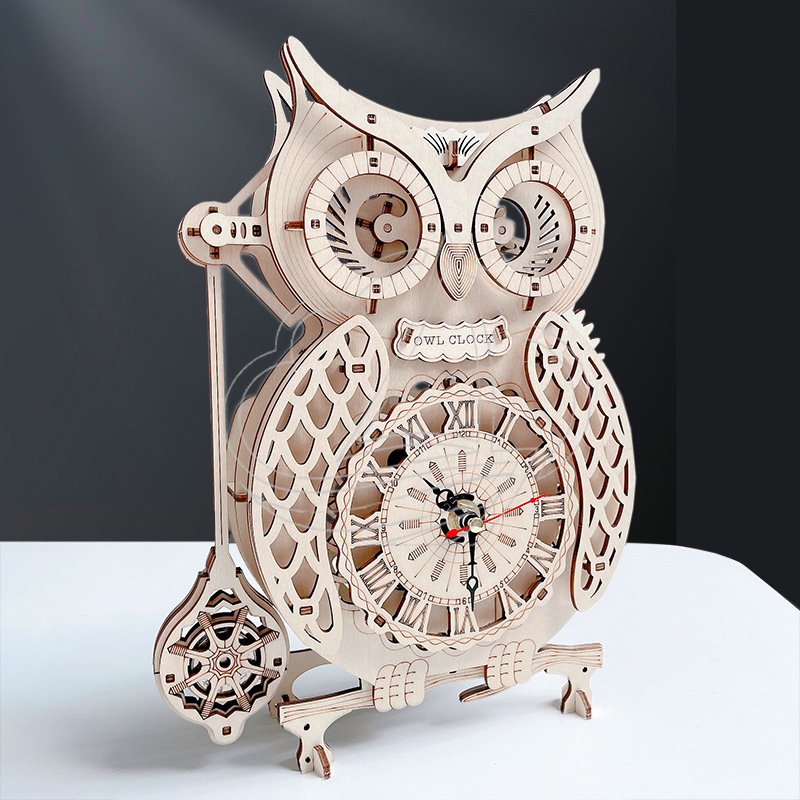 3D 나무 올빼미 시계 퍼즐 DIY 조립 레트로 기계식 - Wooden Clock Puzzle Mechanical Pendulum 리뷰 및 가격