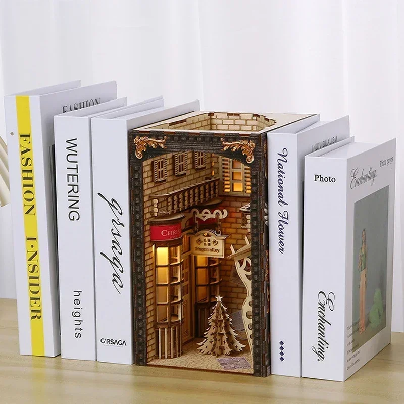 새로운 창의적인 DIY 나무 책꽂이 인서트 키트 미니어 - Book Nook Shelf Insert Alley Diy 리뷰 및 가격