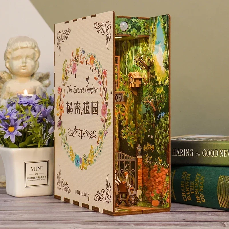 DIY 나무 책장 삽입 키트, 미니어처 비밀 정원 책꽂 - Diy Miniature Dollhouse Kit Book Nook 리뷰 및 가격