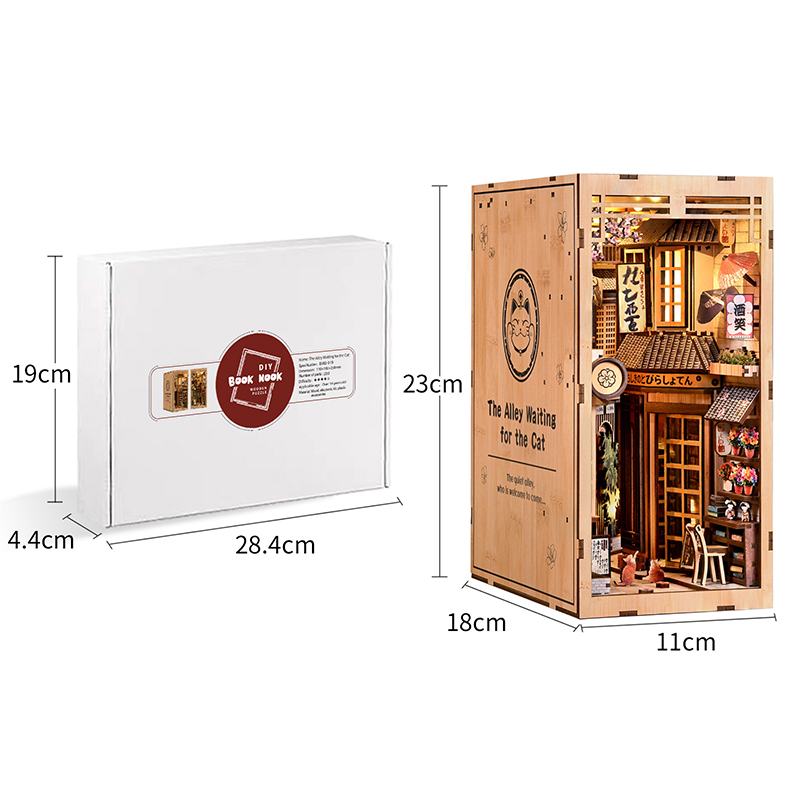 LED 나무 책꽂이 키트 DIY 3D 퍼즐 미니어처 인 - Diy Miniature Dollhouse Kit Book Nook 리뷰 및 가격