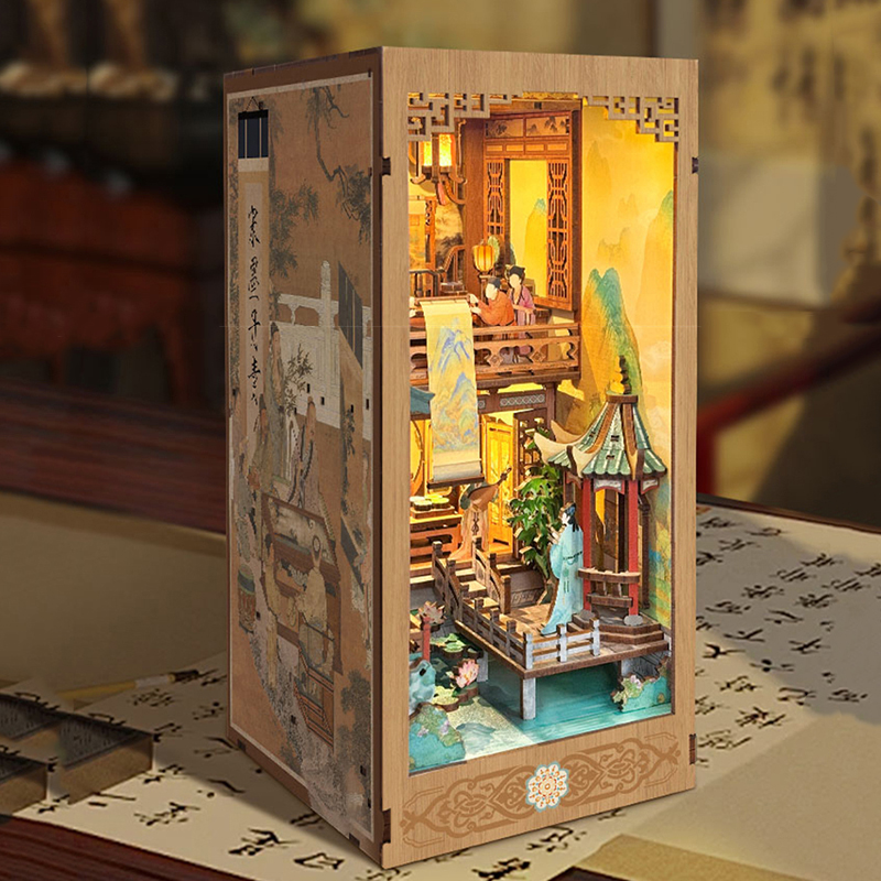 DIY 나무 책꽂이 선반 삽입 키트 송나라 북엔드 미니 - Diy Miniature Dollhouse Kit Book Nook 리뷰 및 가격