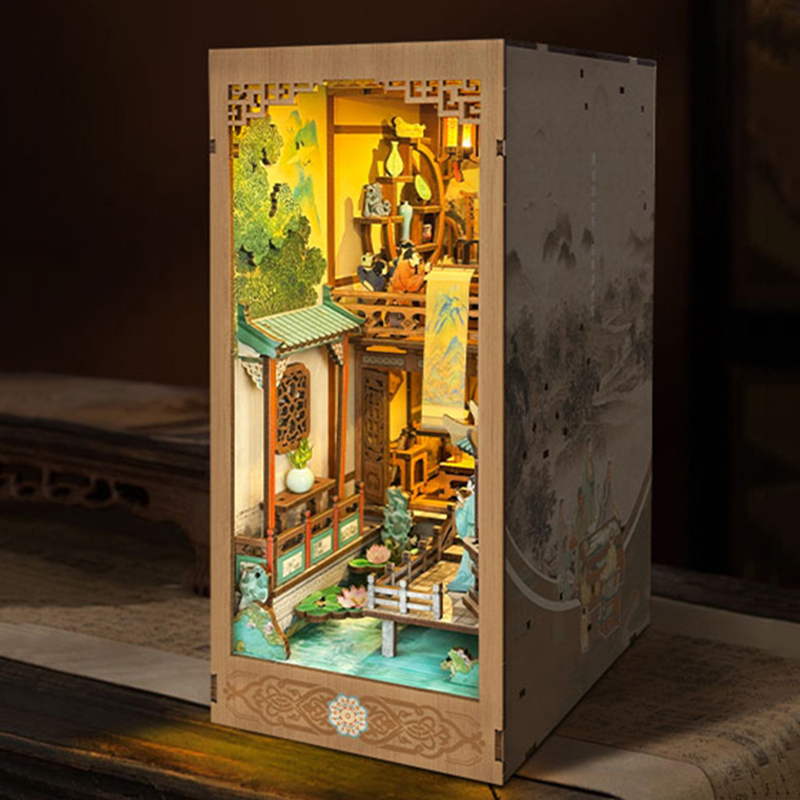 DIY 나무 책꽂이 선반 삽입 키트 송나라 북엔드 미니 - Diy Miniature Dollhouse Kit Book Nook 리뷰 및 가격