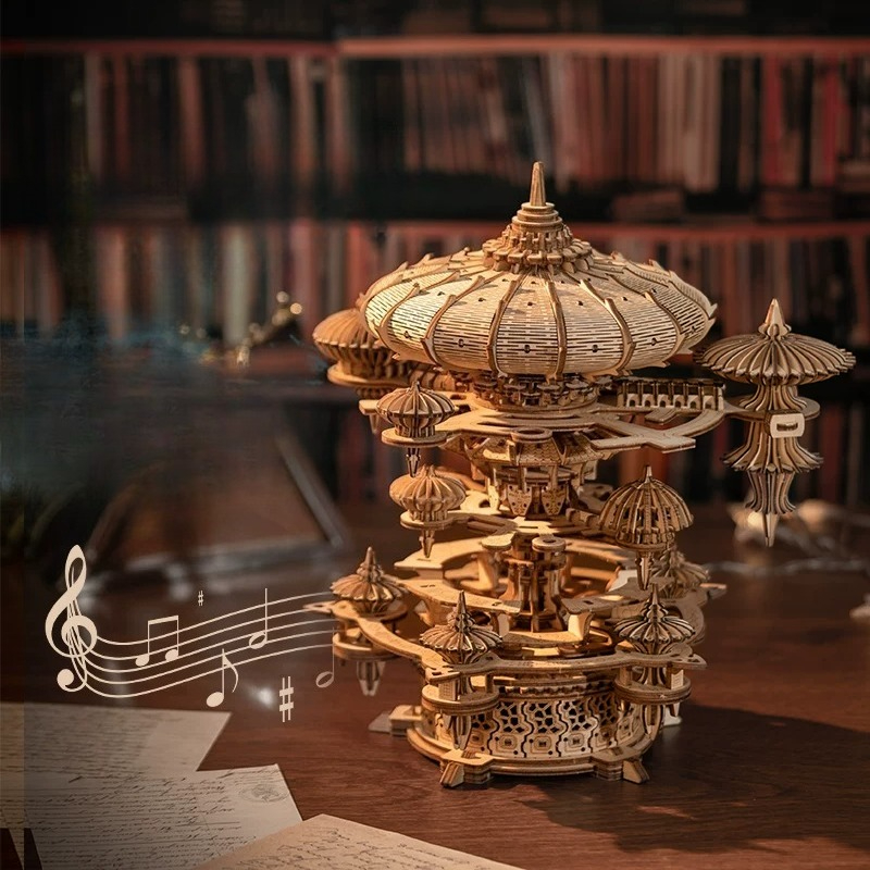 3D 나무로 만든 플로팅 시티 뮤직 박스 DIY 조립  - Music Box Wooden 3D Puzzle Rotating 리뷰 및 가격