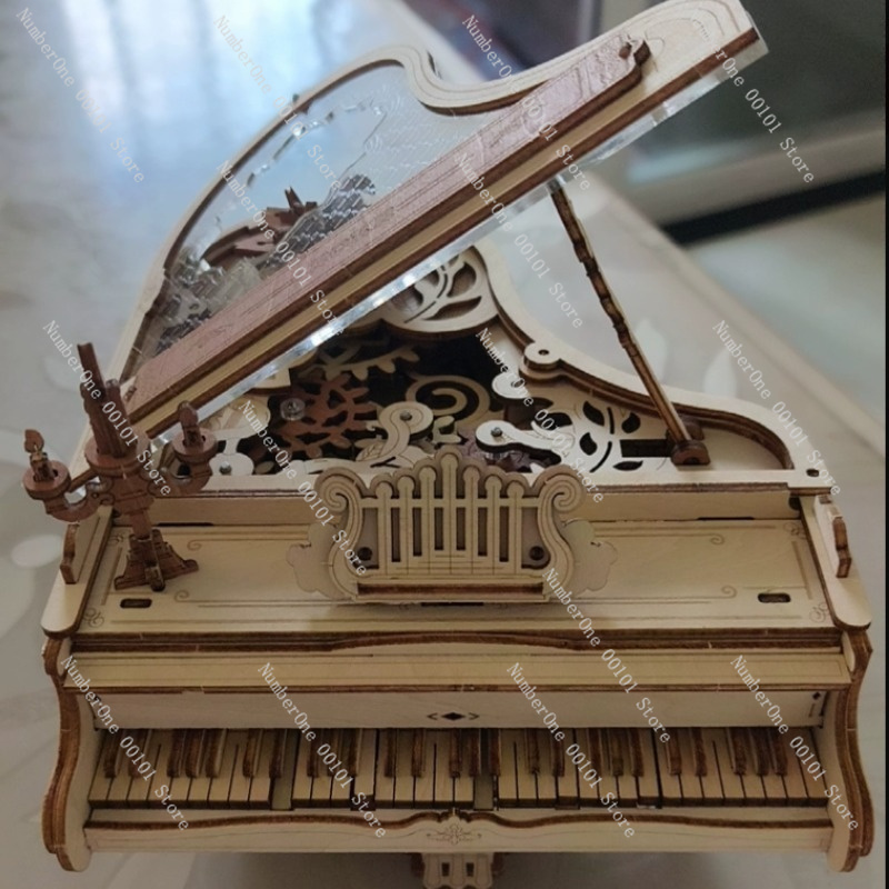 피아노 뮤직 박스 3D 나무 퍼즐 모델 DIY 조립 키 - Music Box Wooden 3D Puzzle Rotating 리뷰 및 가격