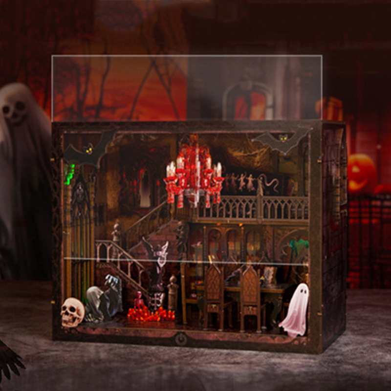 DIY 나무 책꽂이 선반 삽입 키트 할로윈 어두운 집  - Diy Miniature Dollhouse Kit Book Nook 리뷰 및 가격