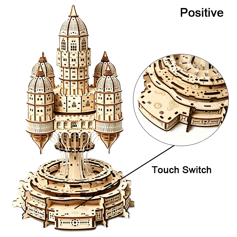 하늘 위의 도시 성 3D 나무 퍼즐 회전식 뮤직 옥타브 - Music Box Wooden 3D Puzzle Rotating 리뷰 및 가격