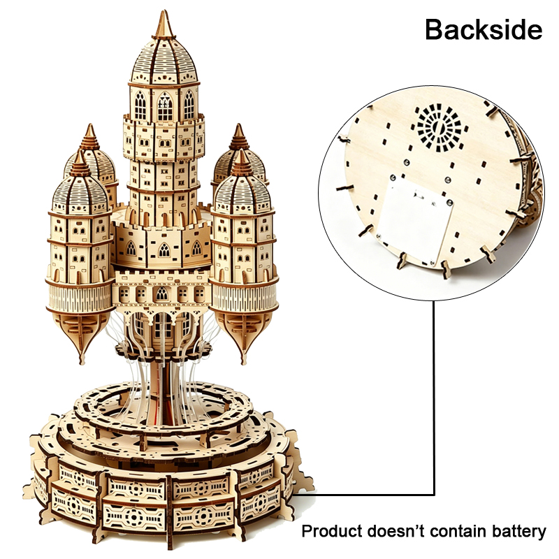 하늘 위의 도시 성 3D 나무 퍼즐 회전식 뮤직 옥타브 - Music Box Wooden 3D Puzzle Rotating 리뷰 및 가격