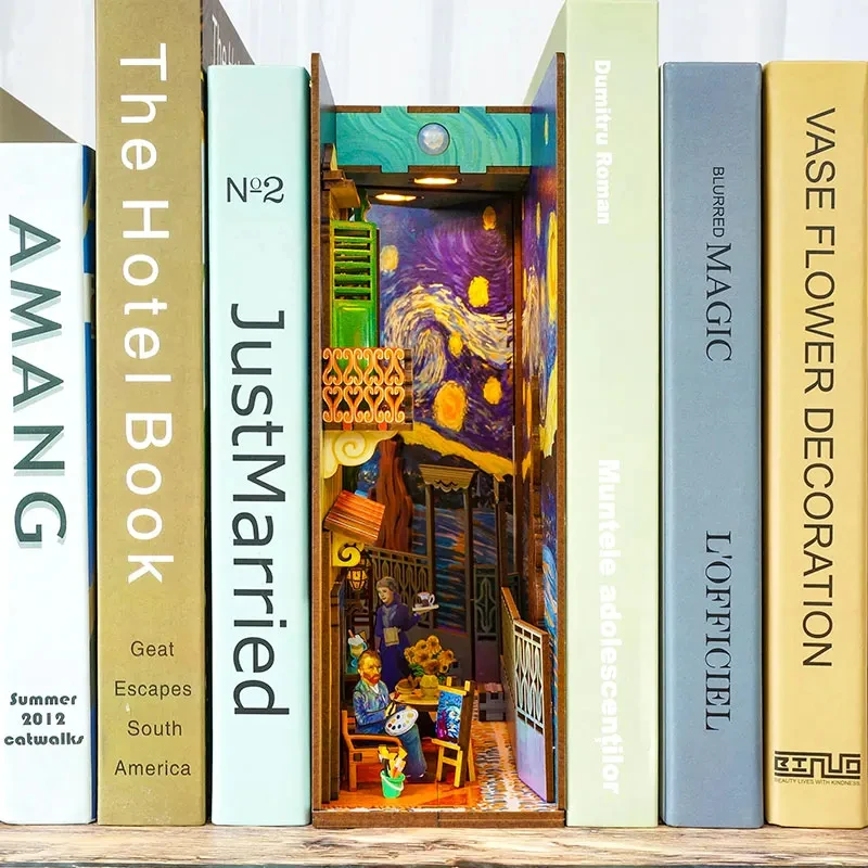 새로운 DIY 나무 책 구석 선반 삽입 키트 소형 애니 - Book Nook Shelf Insert Alley Diy 리뷰 및 가격