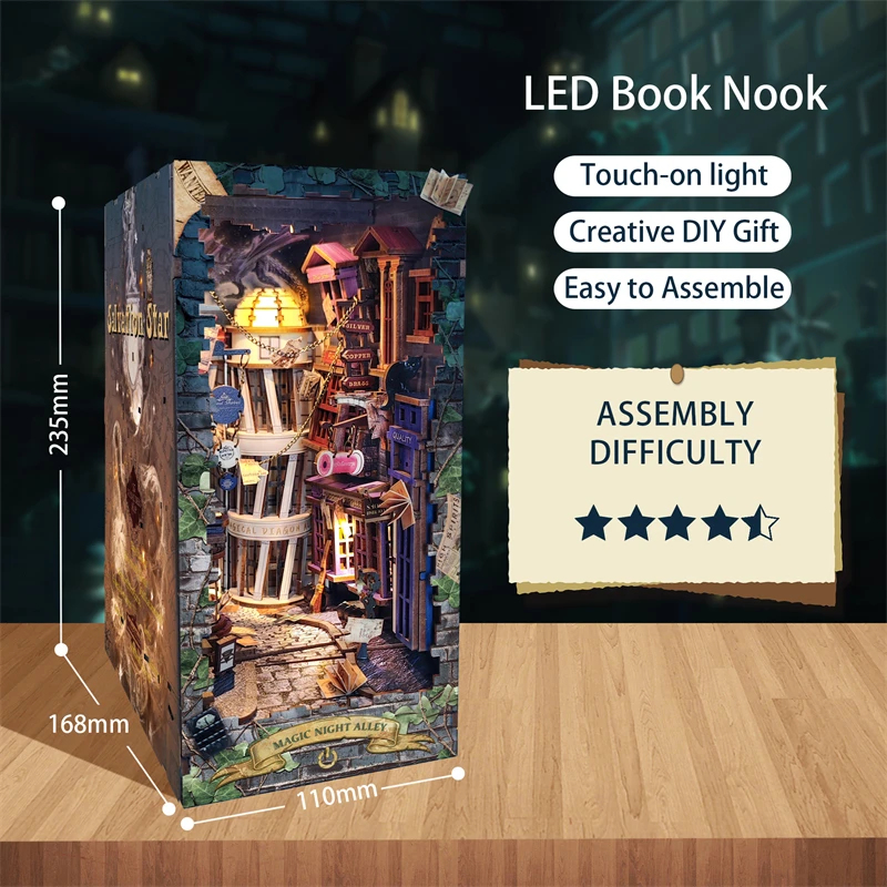 새로운 레트로 DIY 나무 책꽂이 인서트 미니어처 키트 - Book Nook Shelf Insert Alley Diy 리뷰 및 가격
