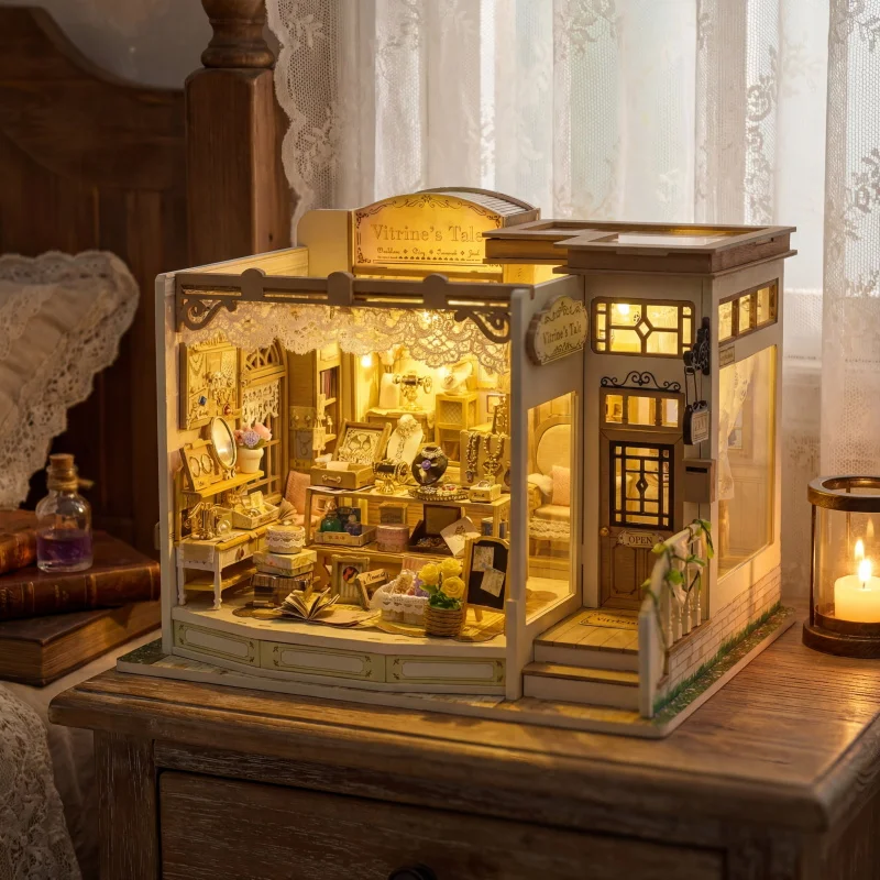 DIY 나무 소재의 주얼리 매장 미니어처 모델 키트,  - Miniature Led Light Kit For Dollhouse 리뷰 및 가격